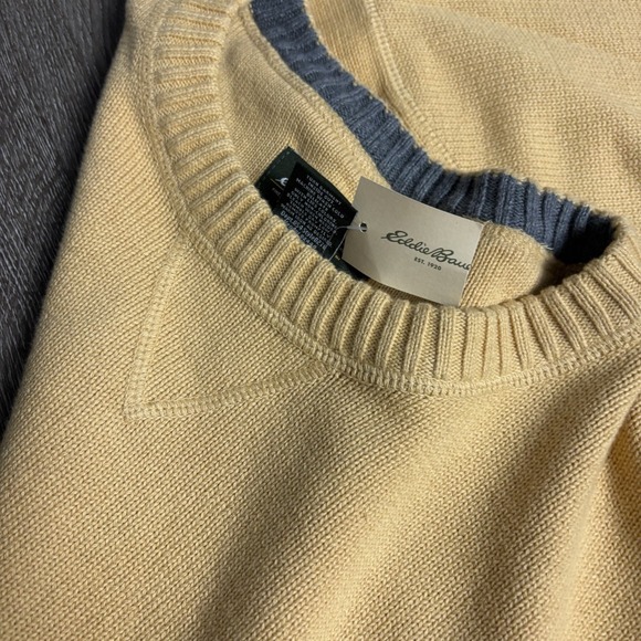 Eddie Bauer Men's XXL Heavy Knit Cotton Crew Neck Chamois Y2K Sweater New - Picture 2 of 9